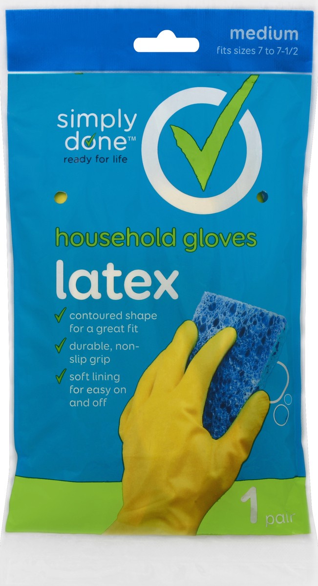 slide 4 of 6, Simply Done Latex Household Gloves Medium, Size 1