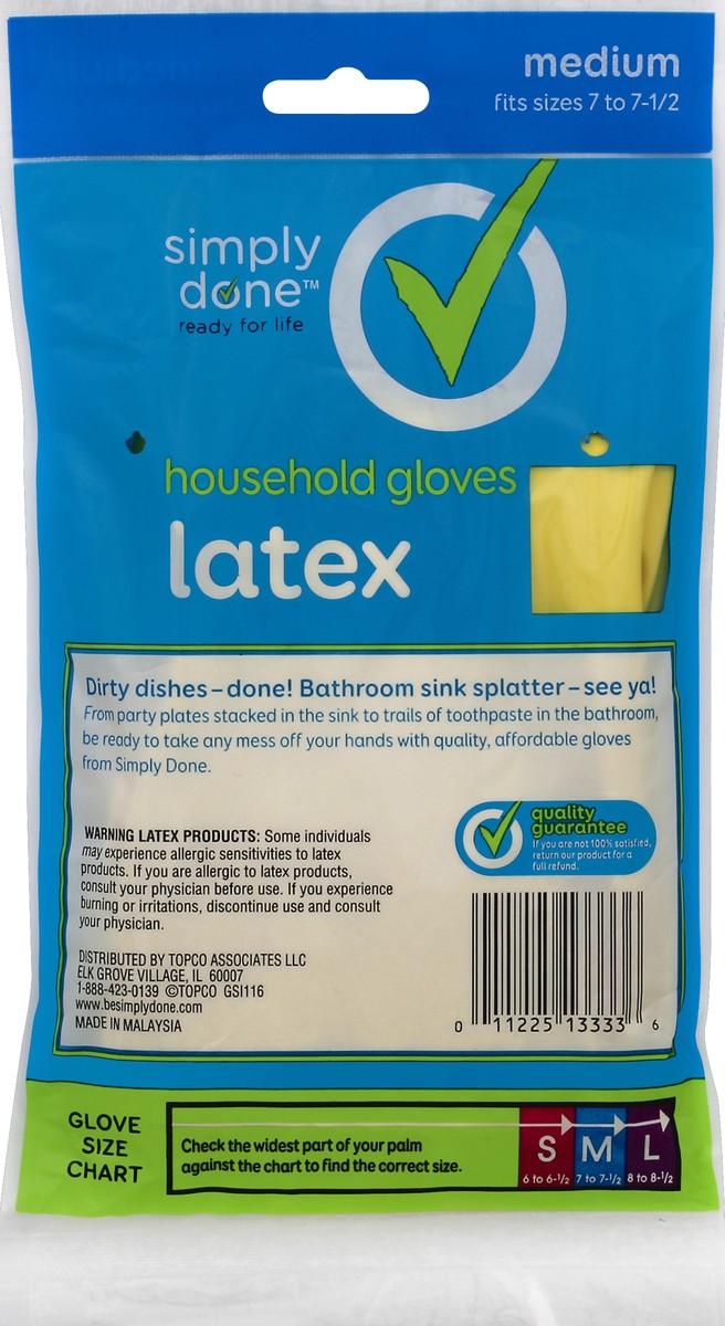 slide 5 of 6, Simply Done Latex Household Gloves Medium, Size 1