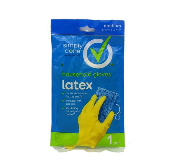 slide 1 of 6, Simply Done Latex Household Gloves Medium, Size 1