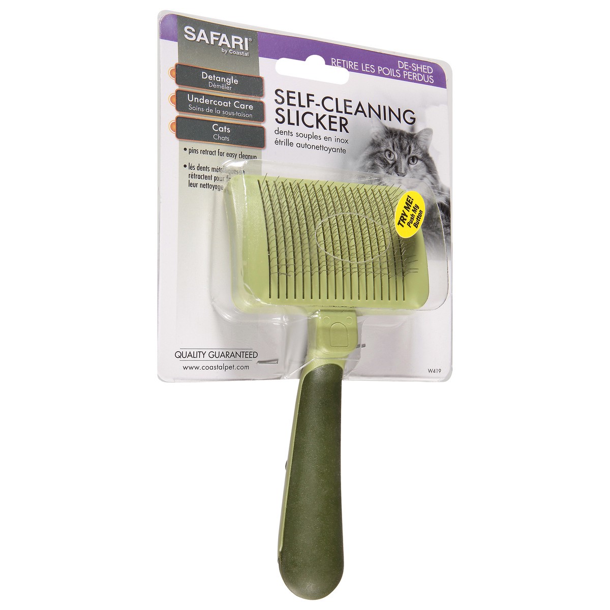 slide 10 of 11, Safari by Coastal Cat Self-Cleaning Slicker Brush, No Color, One Size (7" L x 3.25" W), 1 ct