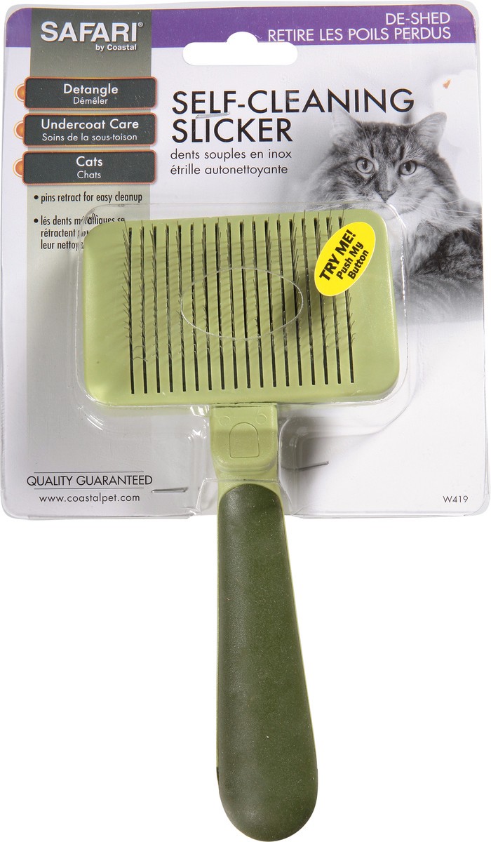 slide 11 of 11, Safari by Coastal Cat Self-Cleaning Slicker Brush, No Color, One Size (7" L x 3.25" W), 1 ct