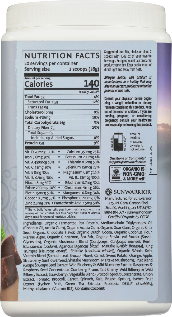 slide 8 of 9, Sunwarrior Lean Meal Chocolate, 720gm