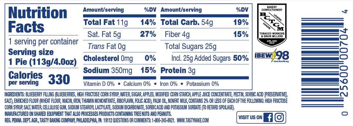 slide 13 of 13, Tastykake Blueberry Baked Pie 4 oz. Box, 4 oz