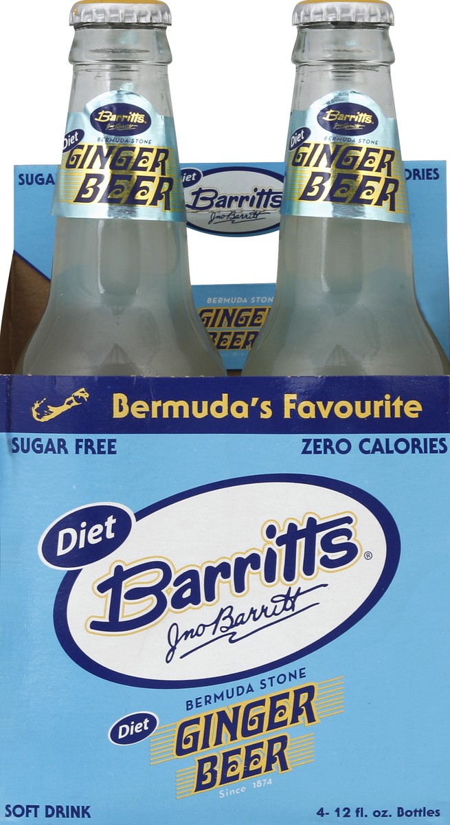 slide 4 of 4, Barritt's Diet Ginger Beer, 4 ct; 12 fl oz