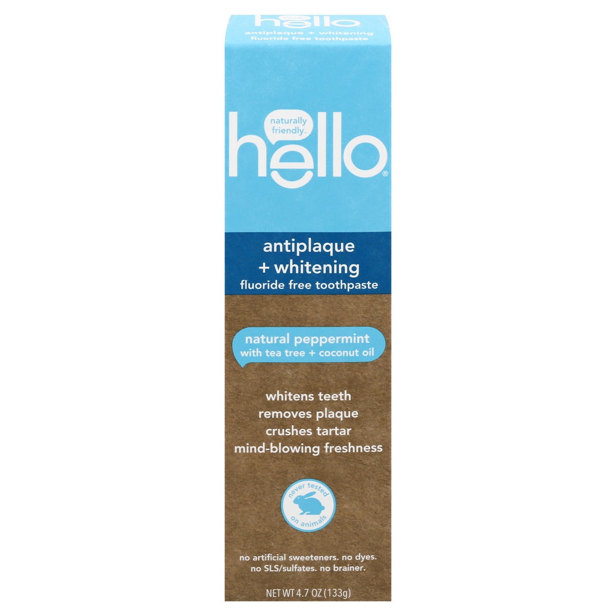 slide 1 of 1, Hello Natural Peppermint Antiplaque + Whitening Toothpaste, 4.7 oz