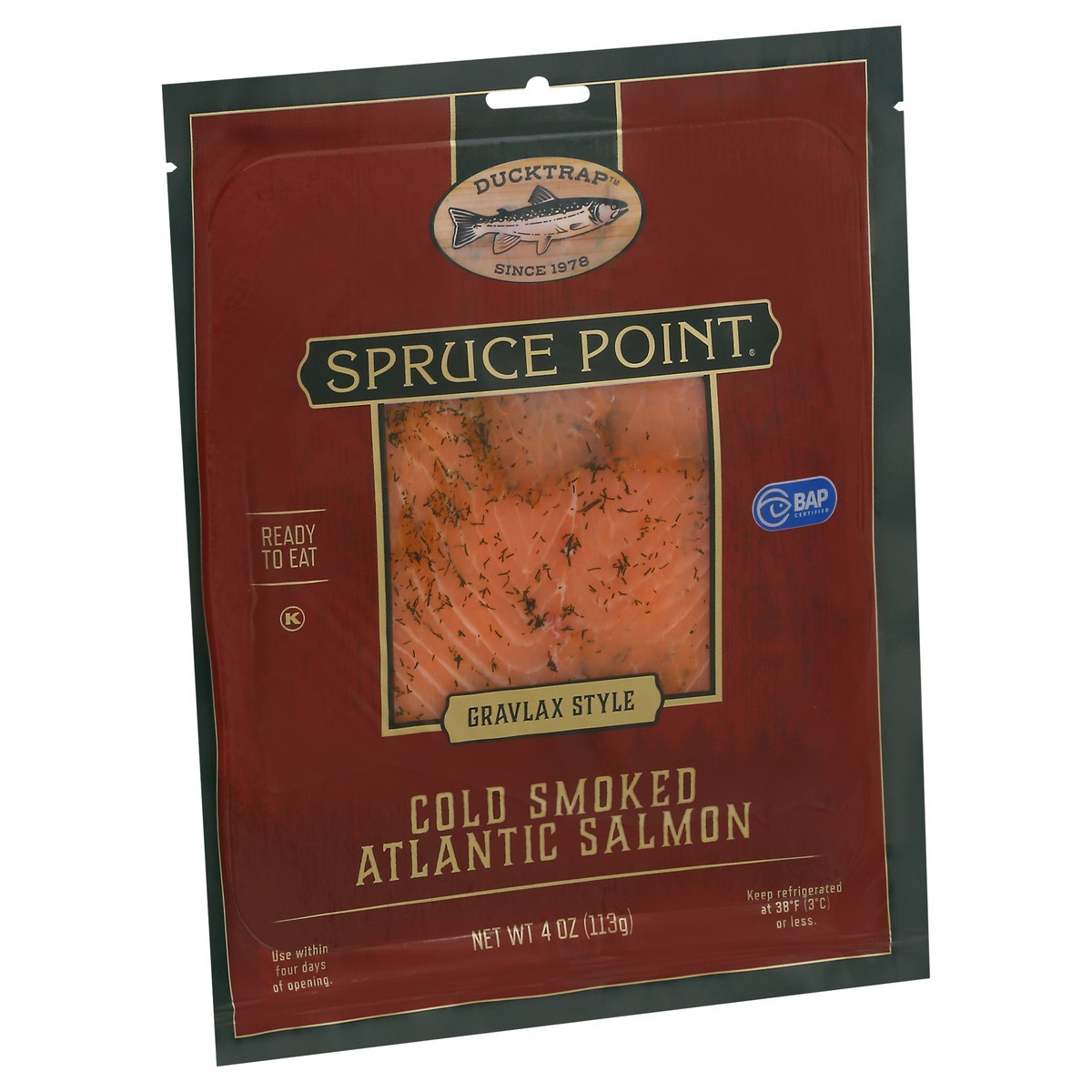 slide 9 of 9, Ducktrap Spruce Point Gravlax Style Cold Smoked Atlantic Salmon 4 oz, 4 oz