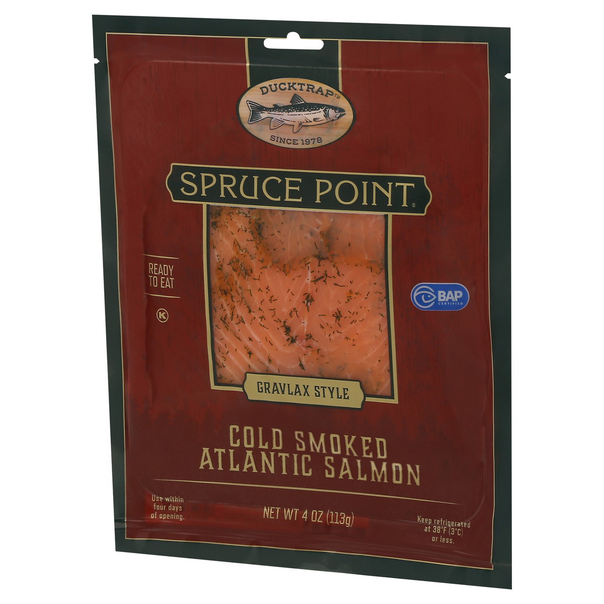 slide 6 of 9, Ducktrap Spruce Point Gravlax Style Cold Smoked Atlantic Salmon 4 oz, 4 oz