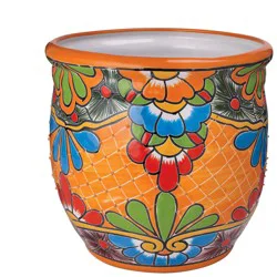 Blue Orange Pottery Large Orange Fiesta Bell Planter