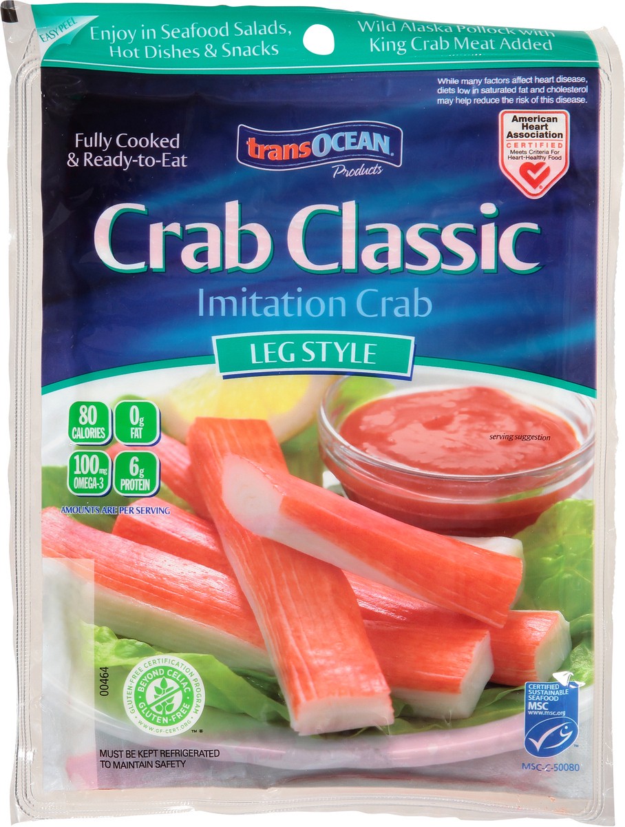 slide 10 of 13, Trans-Ocean Crab Classic Leg Style Imitation Crab 12 oz, 12 oz