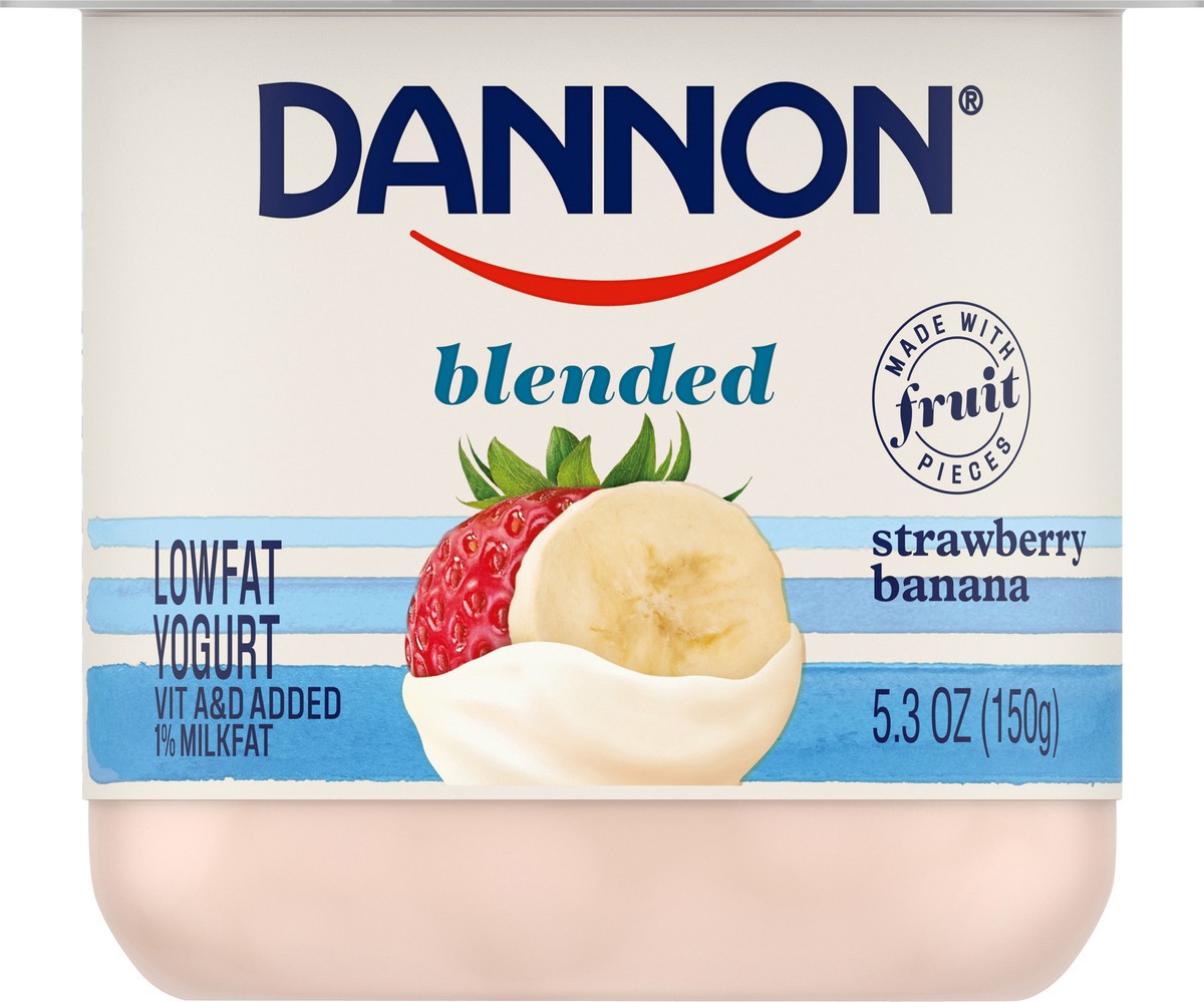 slide 3 of 10, Dannon Blended Low Fat Yogurt, Strawberry Banana, Gluten-Free, 5.3 oz., 5.3 oz