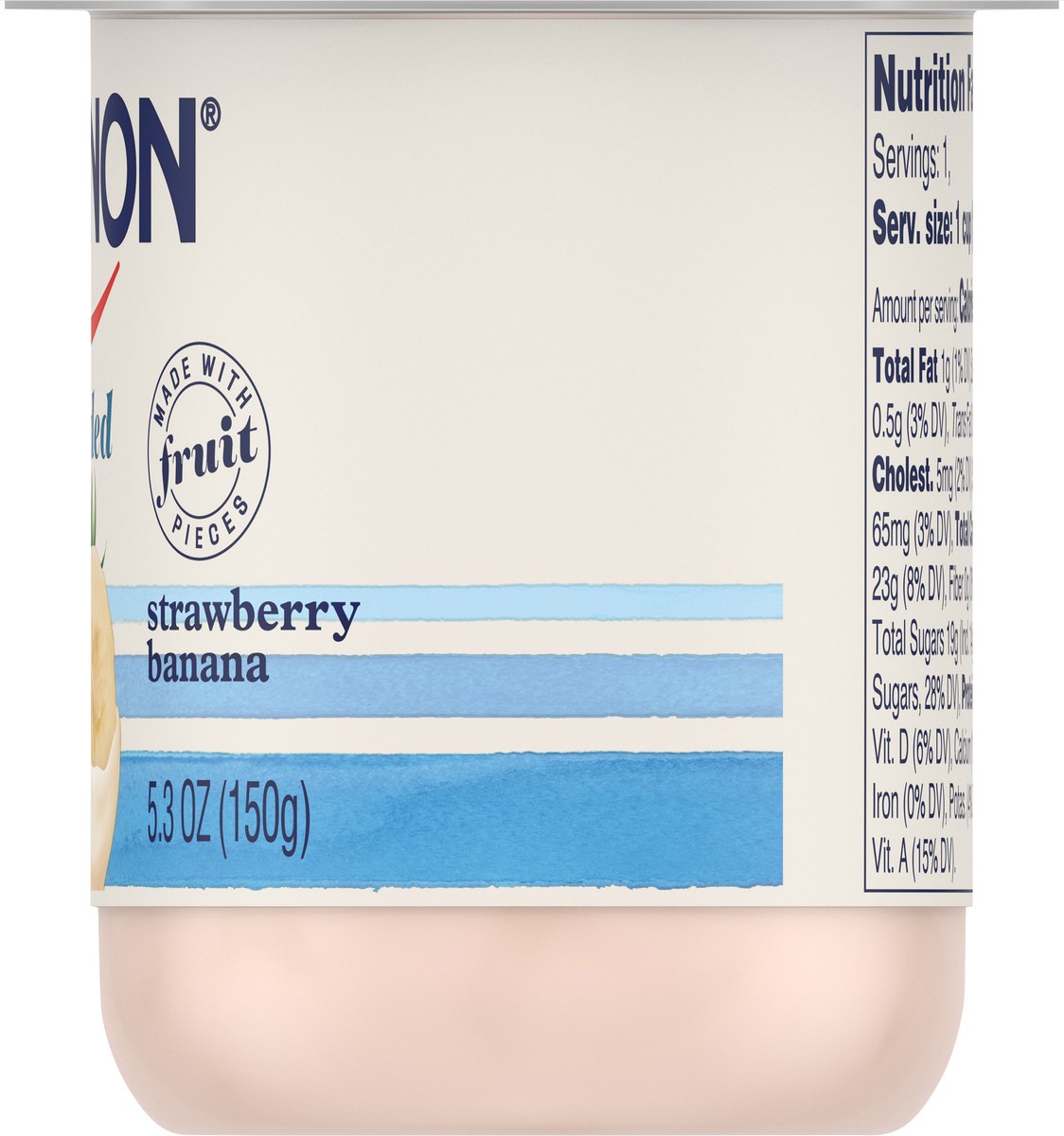 slide 9 of 10, Dannon Blended Low Fat Yogurt, Strawberry Banana, Gluten-Free, 5.3 oz., 5.3 oz