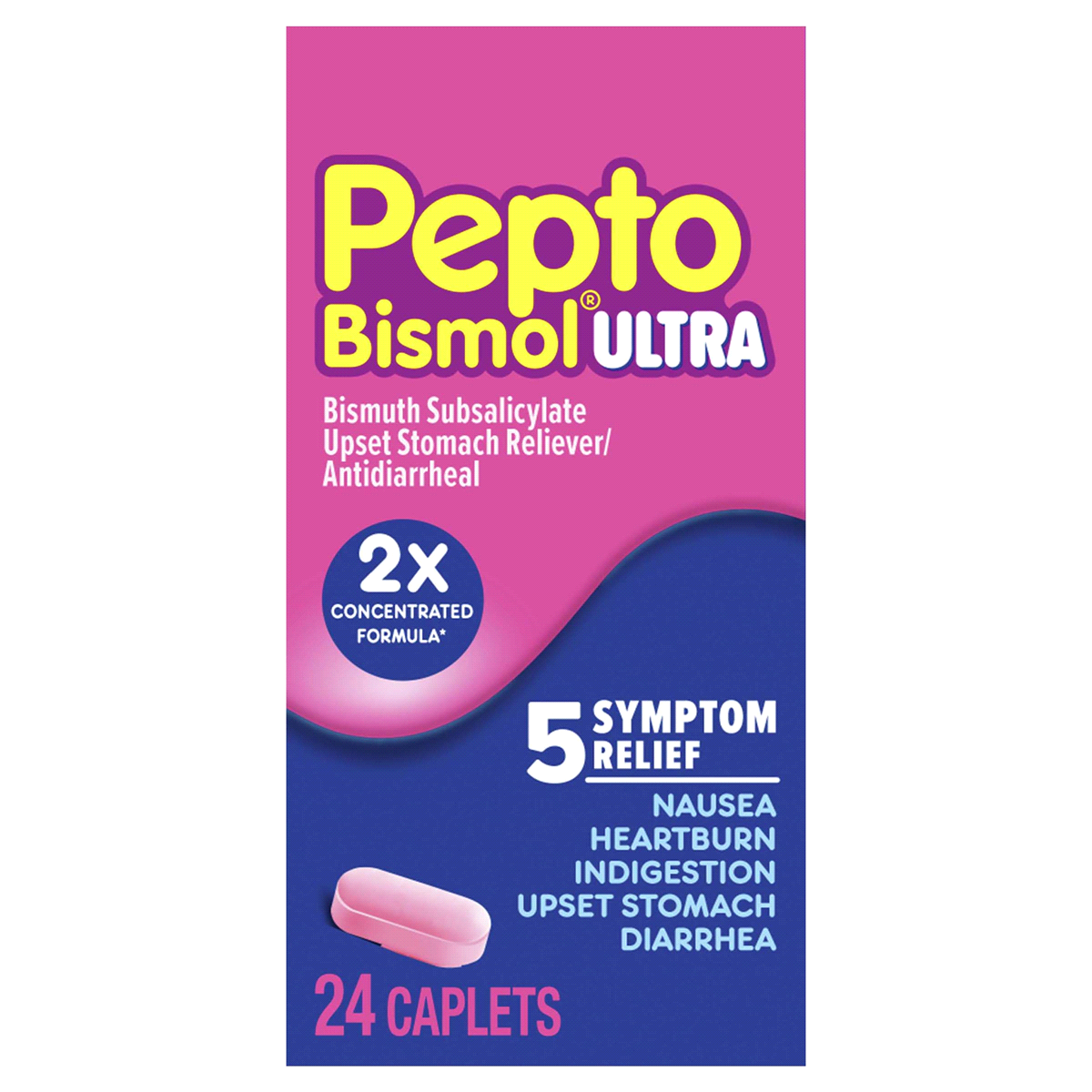 slide 1 of 1, Pepto-Bismol Multisymptom Relief Ultra Caplets, 24 ct