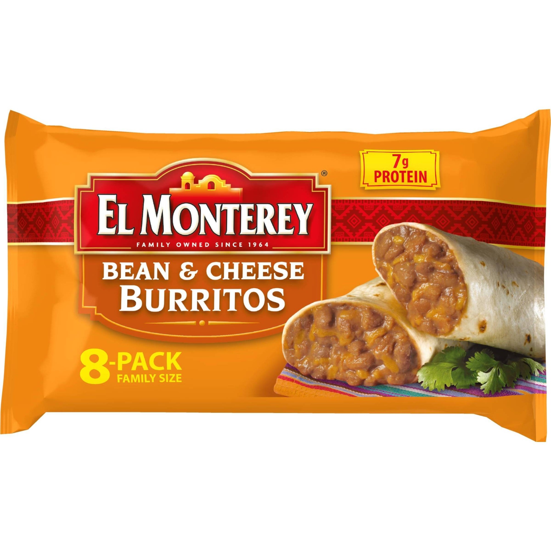 slide 1 of 8, El Monterey Bean & Cheese Burritos, 8 ct