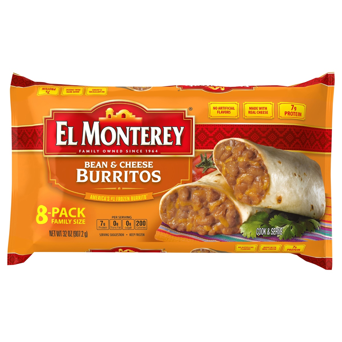 slide 1 of 1, El Monterey Bean & Cheese Burritos, 8 ct