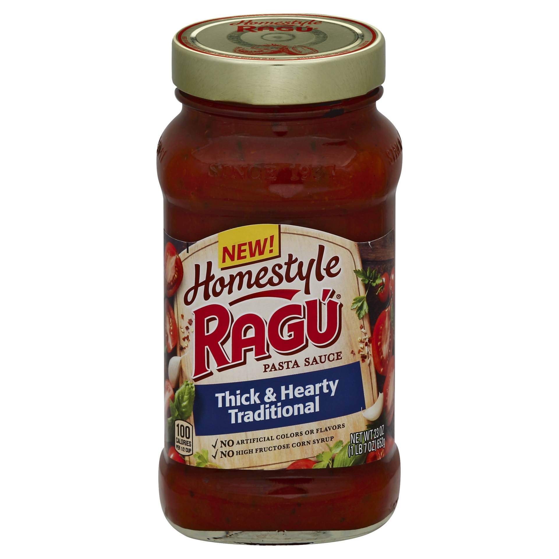 slide 1 of 1, Ragu Homestyle Thick & Hearty Traditional Pasta Sauce, 23 oz