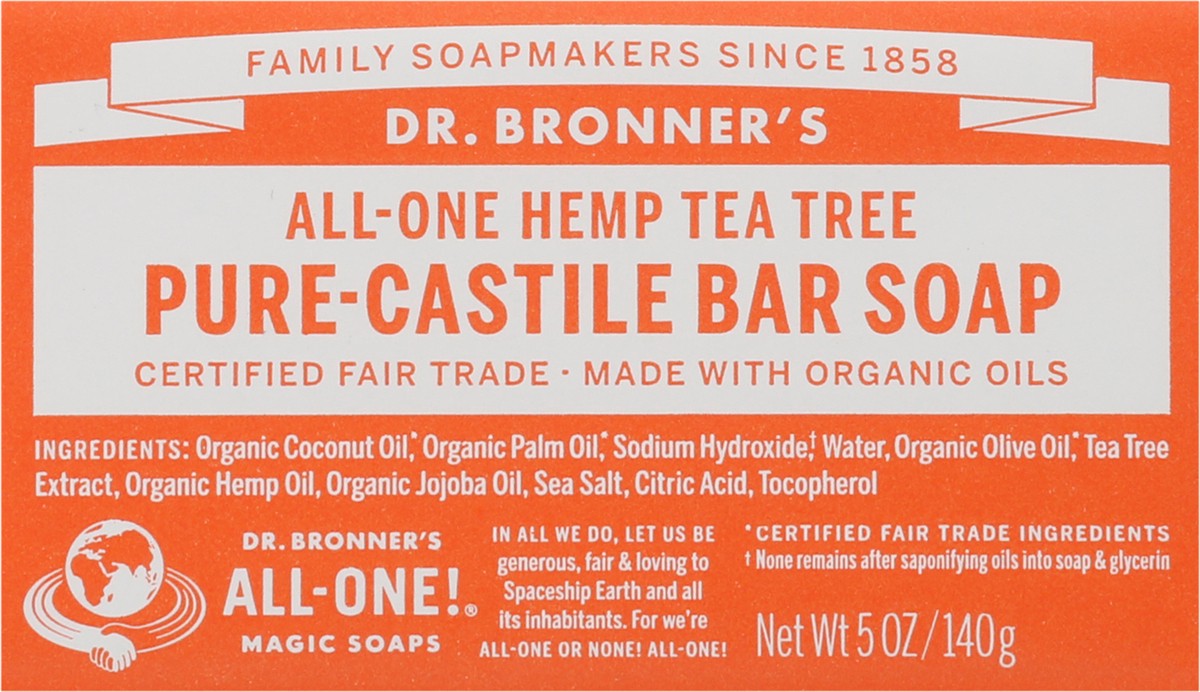slide 2 of 13, Dr. Bronner's All-One Hemp Tea Tree Pure-Castile Bar Soap 5 oz, 1 ct