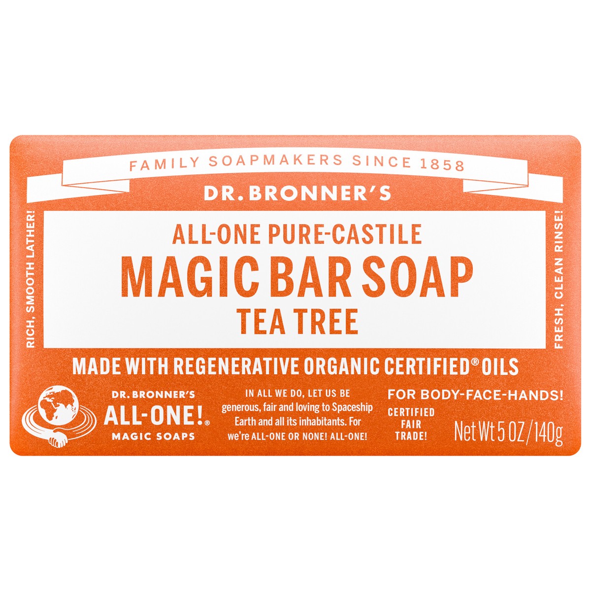 slide 1 of 13, Dr. Bronner's Pure-Castile Magic Bar Soap - Tea Tree, 1 ct