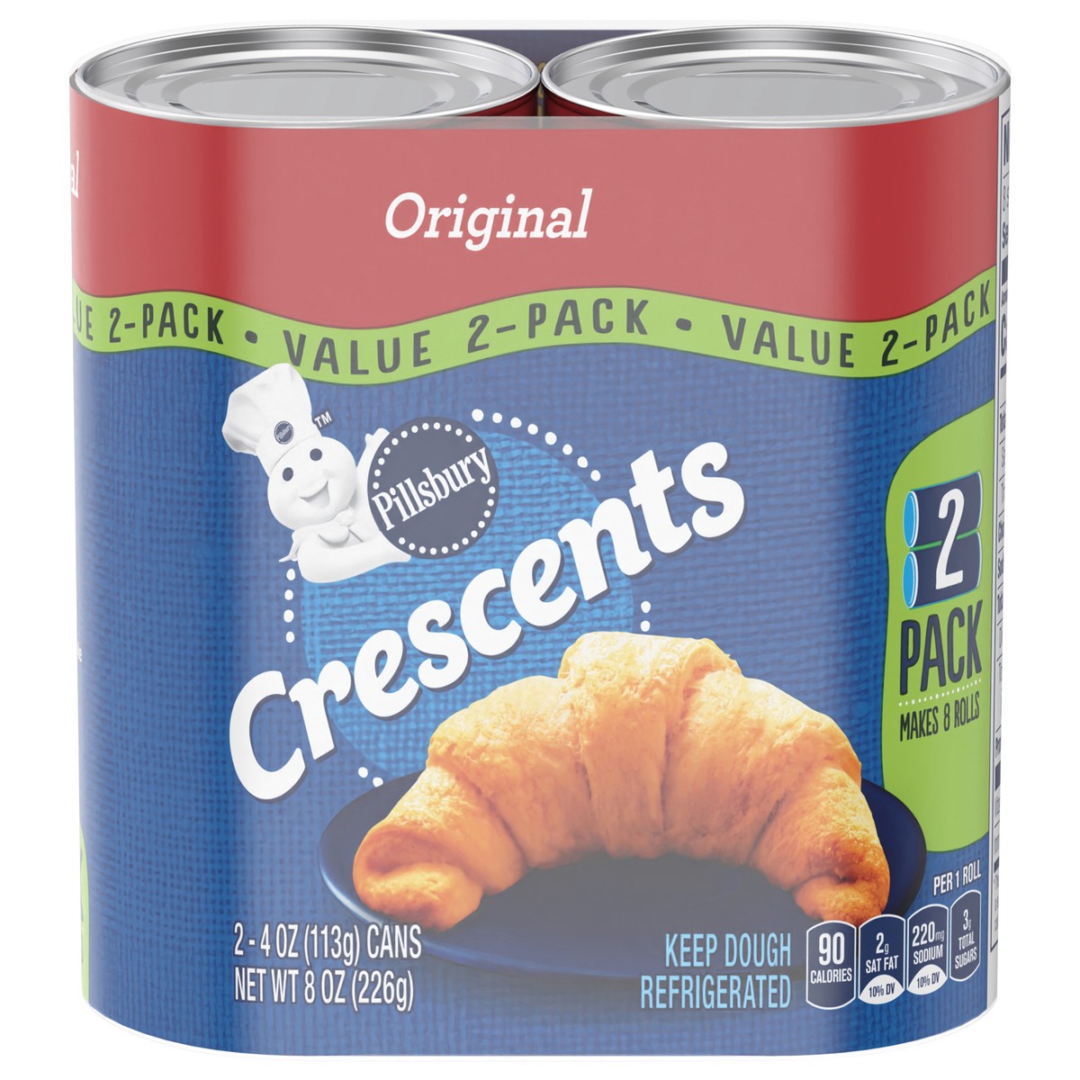 slide 1 of 9, Pillsbury Original Crescent Rolls Canned Pastry Dough, 2-Pack, 2 ct