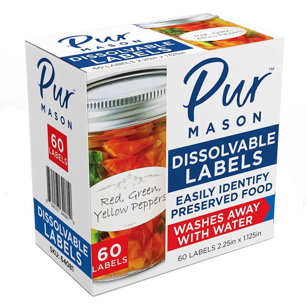 slide 1 of 1, Pur Mason Dissolvable Jar Labels, 60 ct