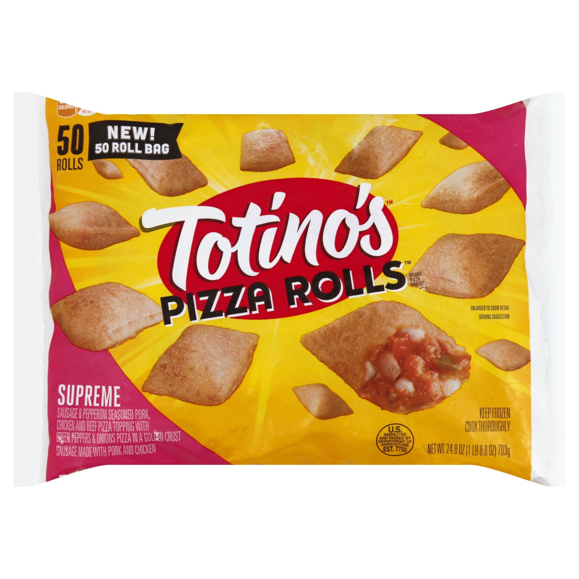 slide 1 of 2, Totino's Supreme Pizza Rolls, 50 ct
