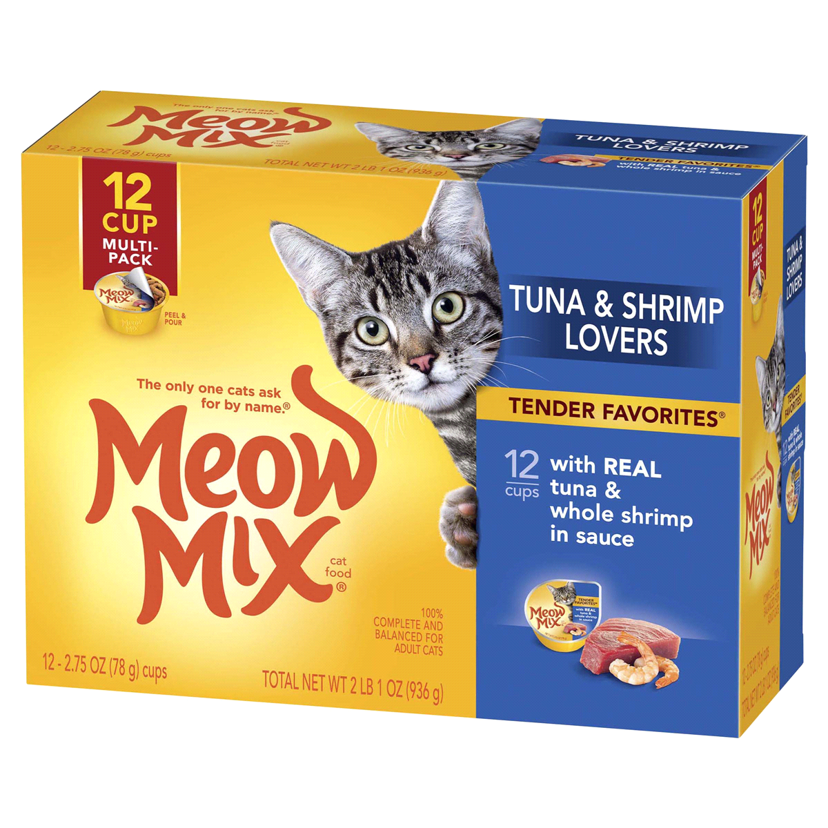 slide 1 of 8, Meow Mix Tender Favorites Tuna & Shrimp, 12 ct; 2.75 oz