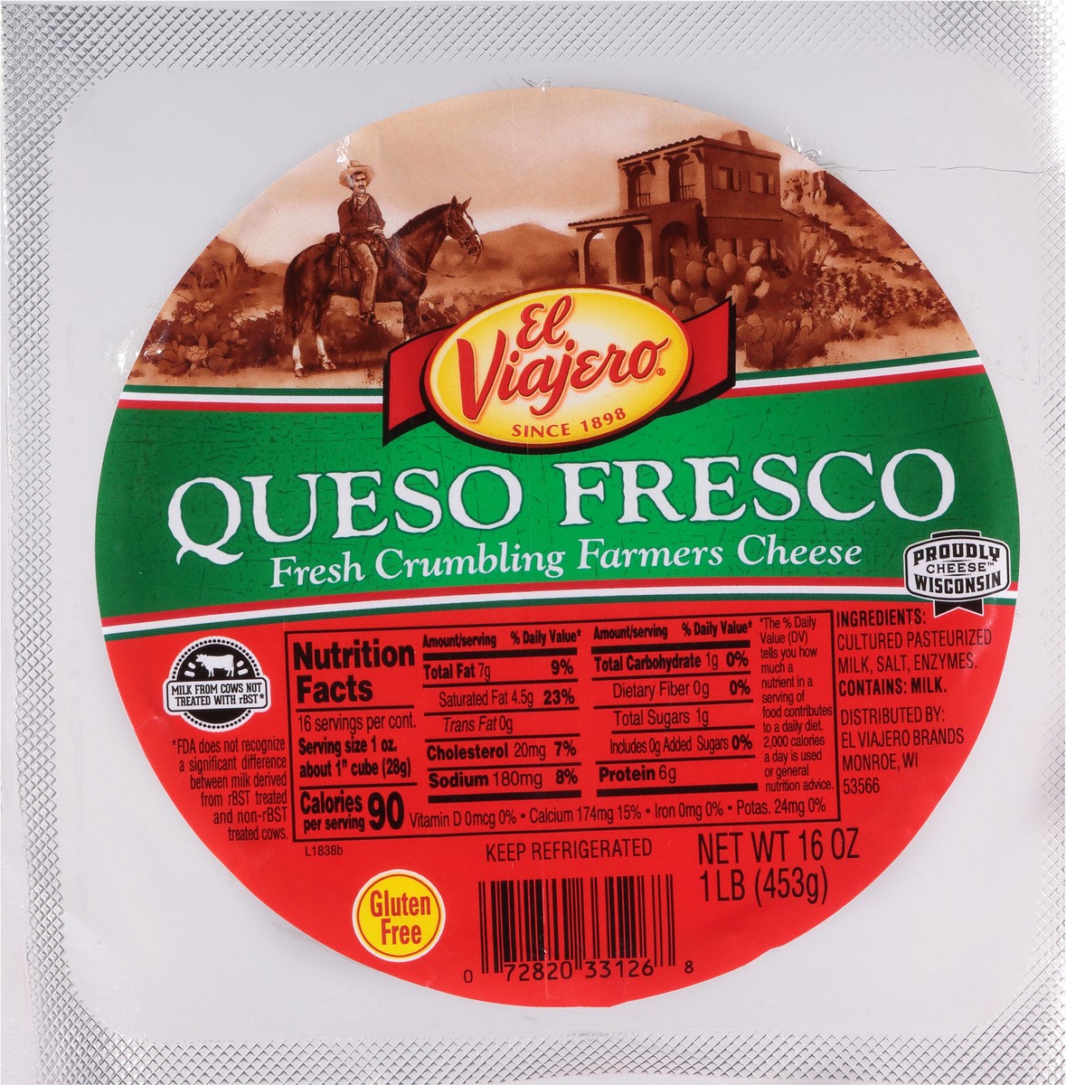 slide 6 of 9, El Viajero Queso Fresco Farmers Cheese 16 oz, 16 oz