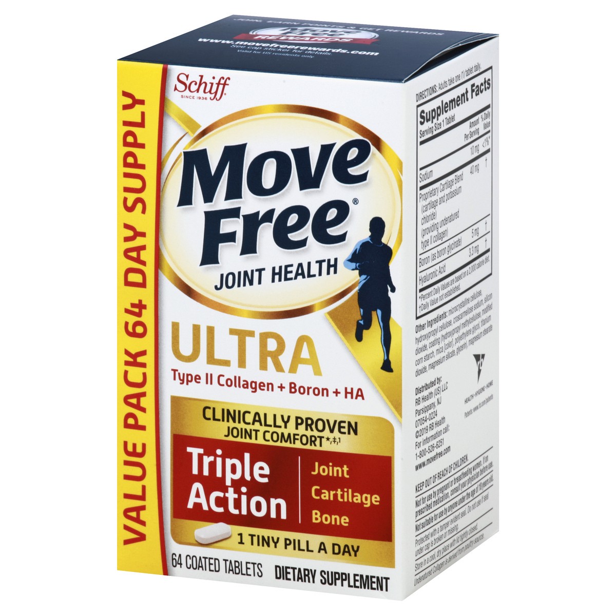 slide 3 of 9, MOVEFREE Move Free Ultra Triple Action Value Pack, 64 Tablets, 64 ct