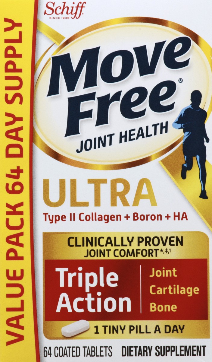slide 1 of 9, MOVEFREE Move Free Ultra Triple Action Value Pack, 64 Tablets, 64 ct