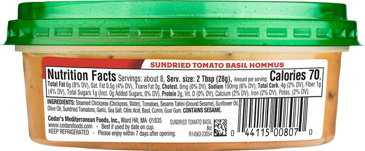 slide 2 of 4, Cedar's Foods Sundried Tomato Basil Hommus, 8 oz