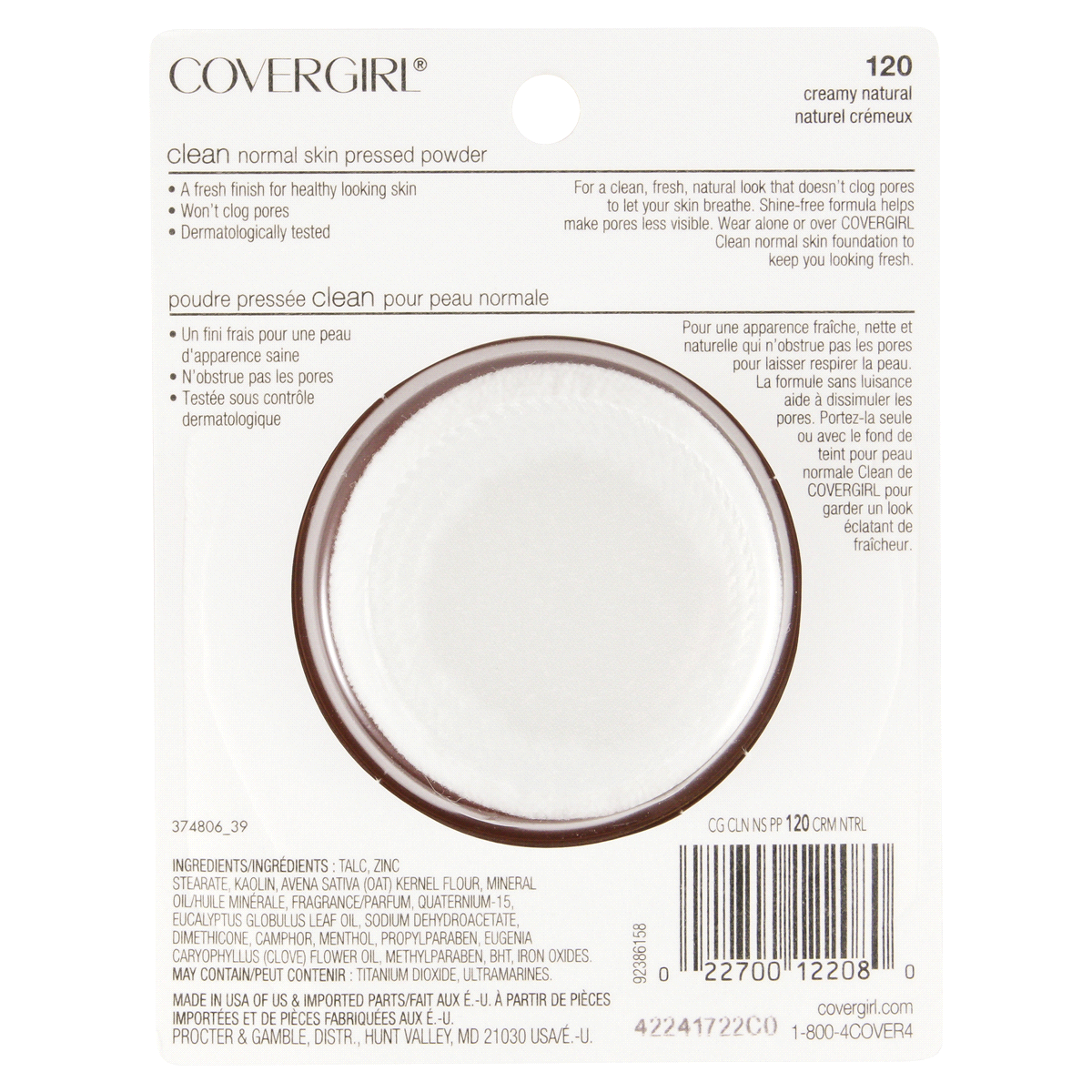 slide 8 of 34, Covergirl Clean Pressed Powder, Creamy Natural, Lasting Setting Powder, 0.39 oz , Won't Clog Pores, Hypoallergenic, Dermatologist Tested, Shine-Free Formula, Smooth and Natural, 11 g