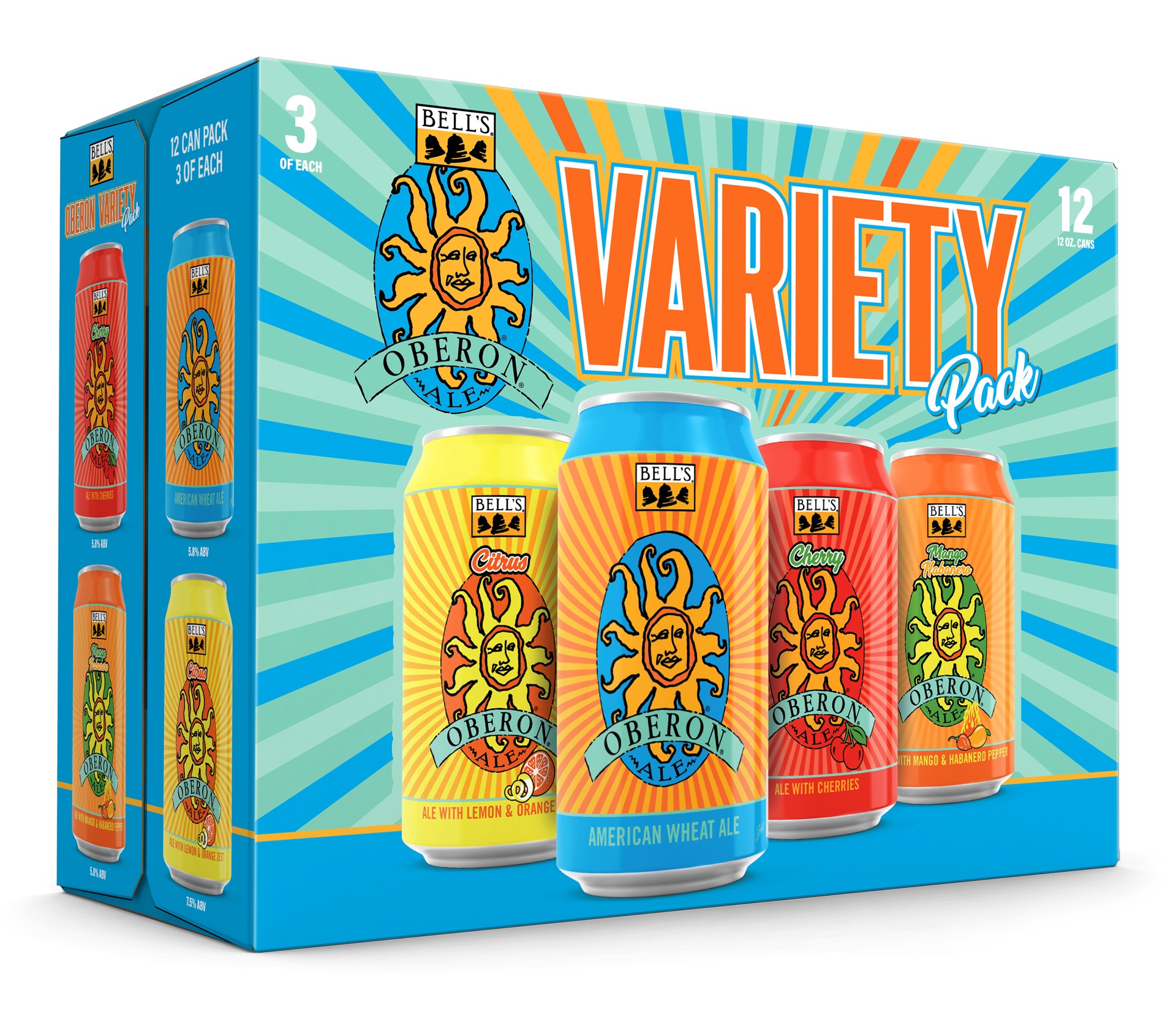 slide 4 of 4, Bell's Oberon Sunshine Shandy Variety Pack Beer, 12 Pack, 12 fl oz Cans, 12 ct; 12 oz