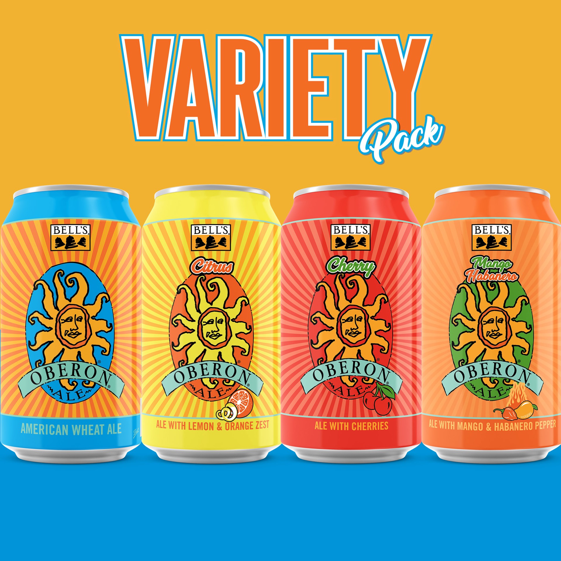 slide 2 of 4, Bell's Oberon Sunshine Shandy Variety Pack Beer, 12 Pack, 12 fl oz Cans, 12 ct; 12 oz