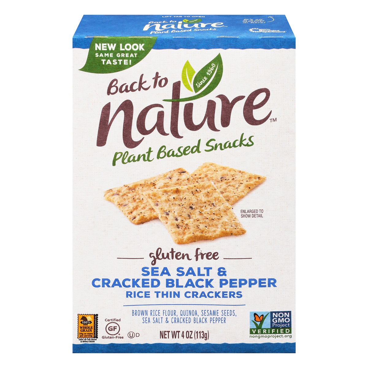 slide 1 of 1, Back to Nature Crackers Cracked Black Pepper And Sea Salt, 4 oz