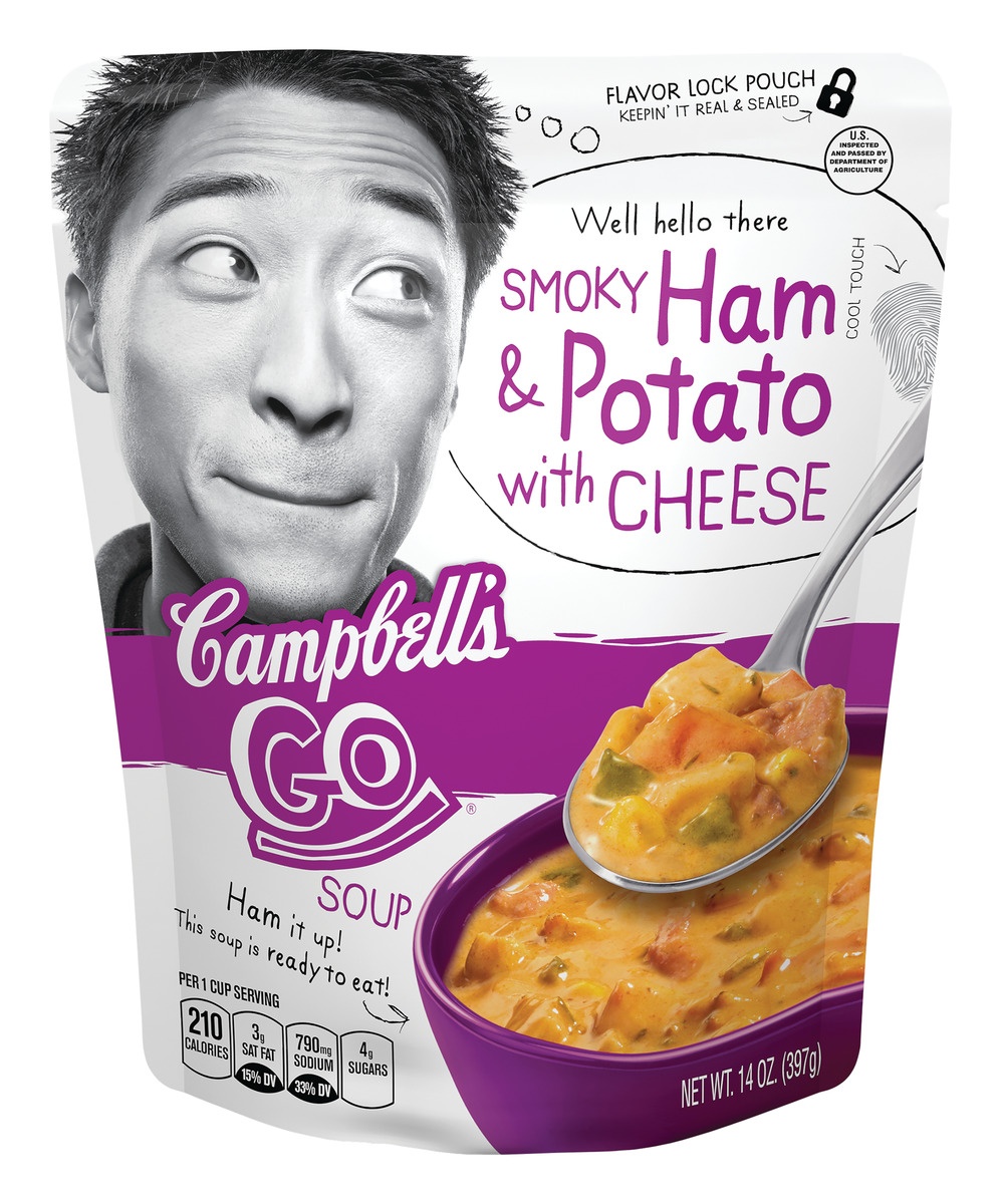 slide 1 of 1, Campbell's Go Smoky Ham & Potato With Cheese Soup, 14 oz