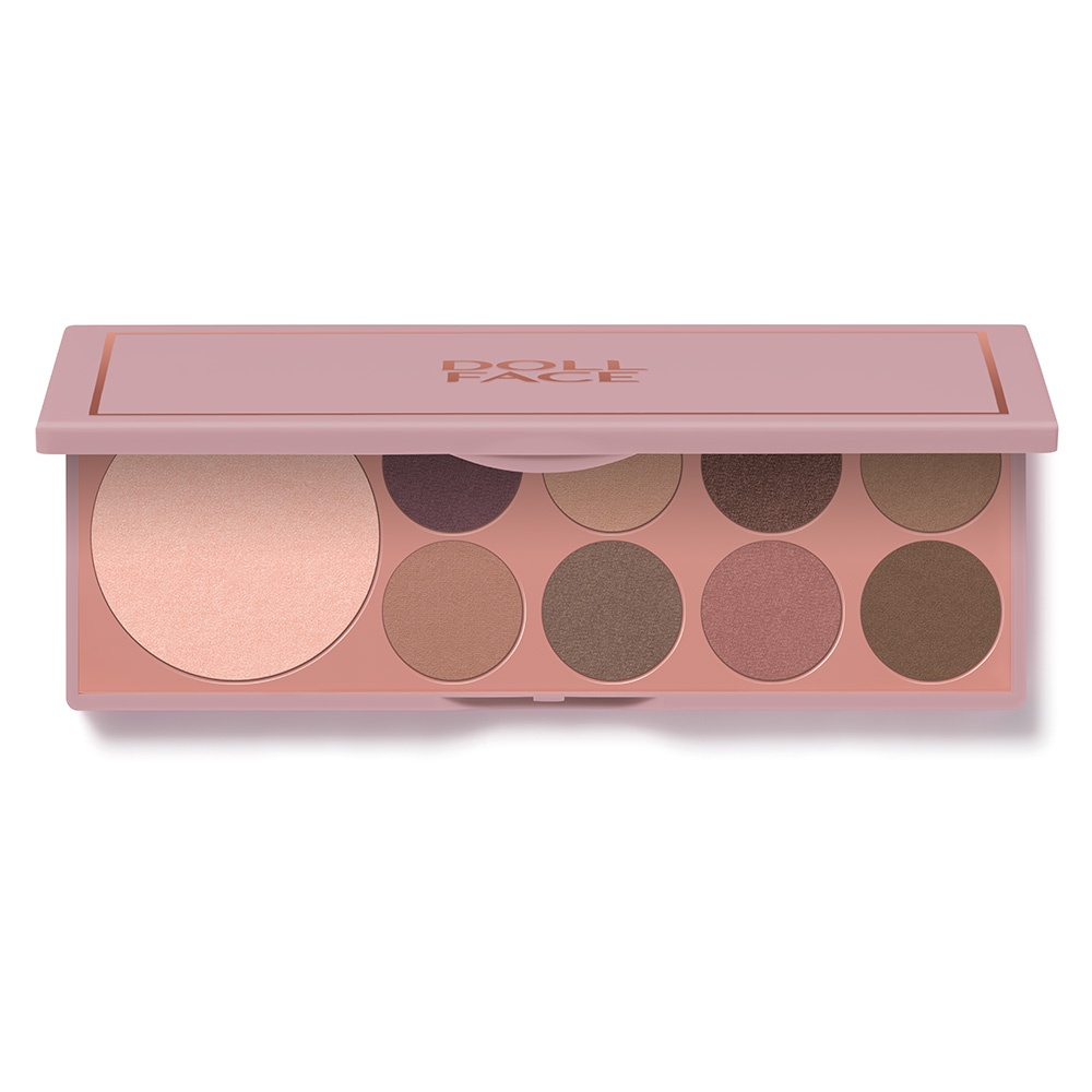 slide 1 of 1, Doll Face 9-Shade Face & Eye Palette, Nude Attitude, 0.28 oz