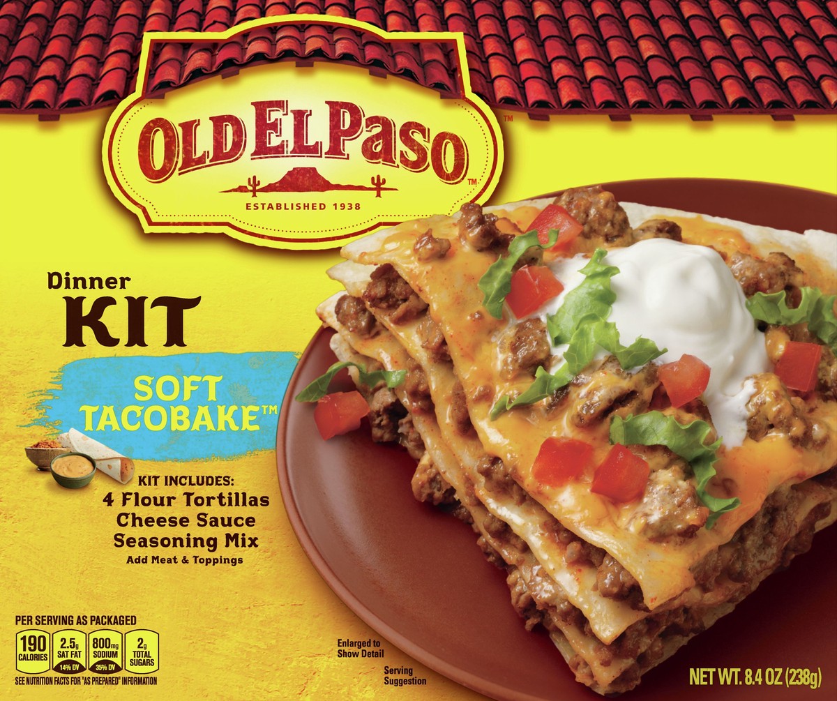 slide 6 of 9, Old El Paso Soft TacoBake Dinner Kit, 8.4 oz., 8.4 oz