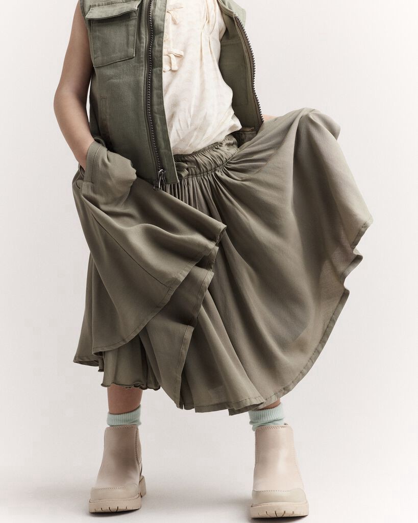 slide 6 of 6, Otteravenue Toddler Girl Avenue Twirl™ Midi Skirt - Olive Olive 3T, 1 ct