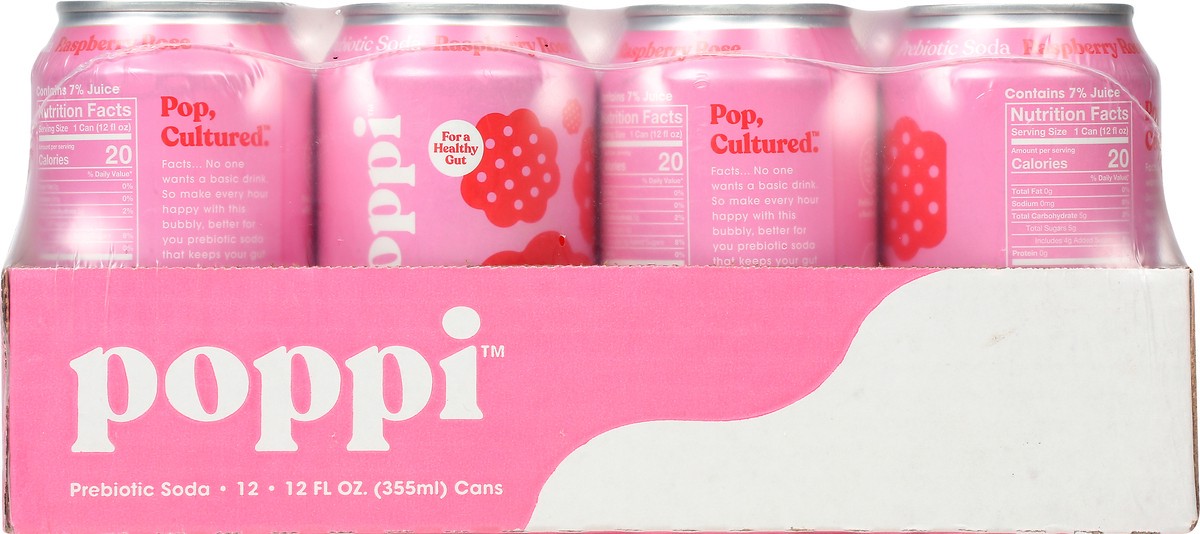 slide 5 of 7, Poppi Raspberry Rose Soda - 12 ct, 12 ct