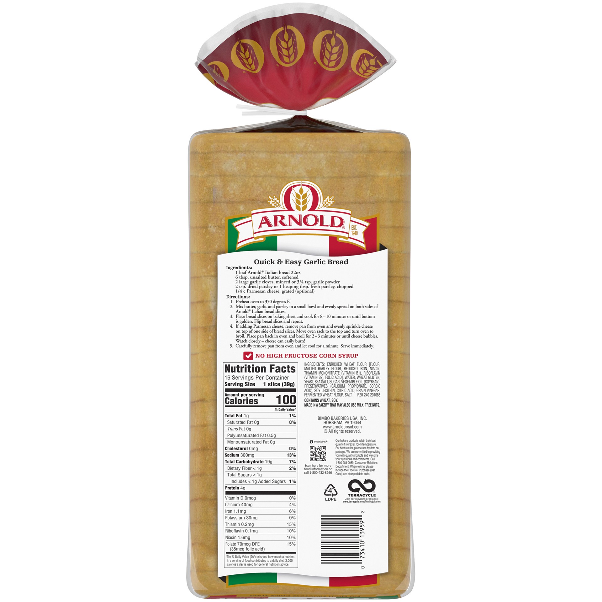 slide 3 of 5, Arnold Premium Italian Bread, 20 oz, 1 ct