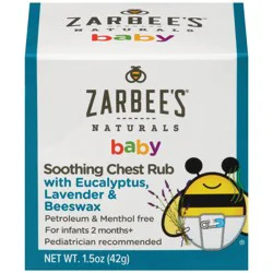 Zarbee's Naturals Baby Soothing Chest Rub, Eucalyptus, Lavender & Beeswax, 1.5 oz