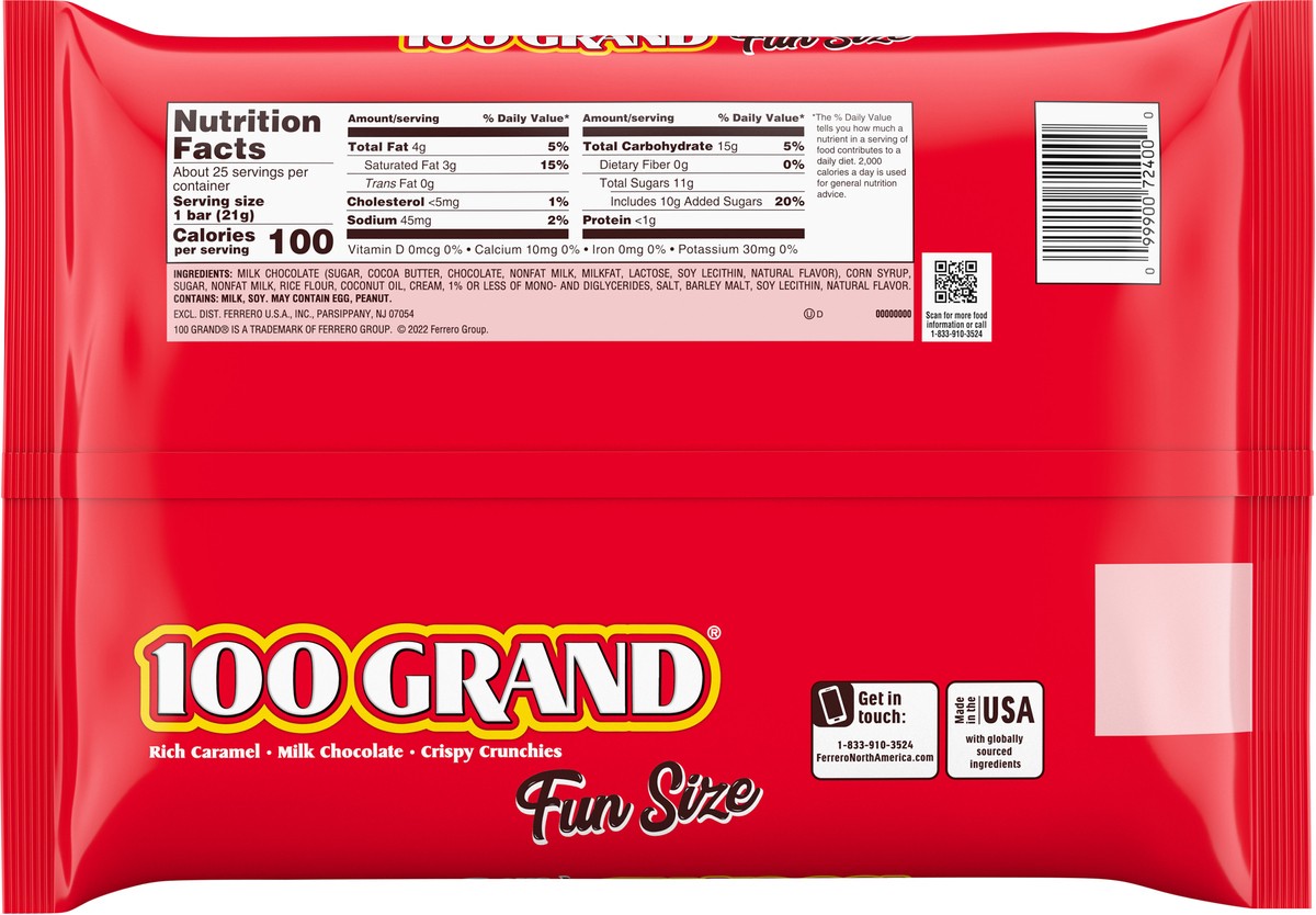 slide 4 of 7, 100 Grand Candy Fun Size 18.7 oz, 18.7 oz
