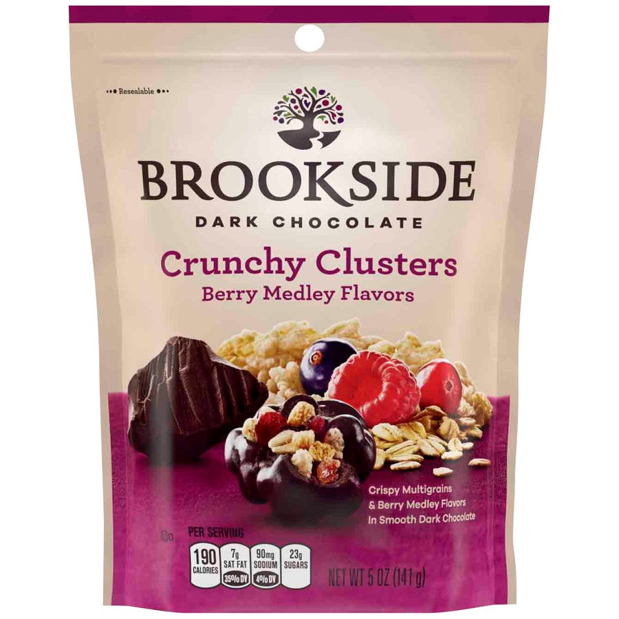 slide 1 of 6, Brookside Dark Chocolate Crunchy Clusters Crispy Multigrain & Berry Medley Flavors, 5 oz