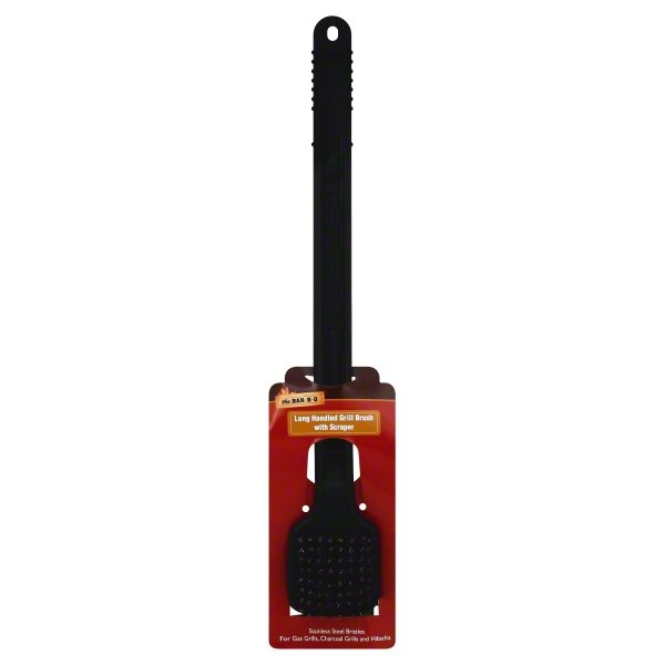 slide 1 of 1, Mr. Bar-B-Q Long Handled Grill Brush With Scraper, 18 in