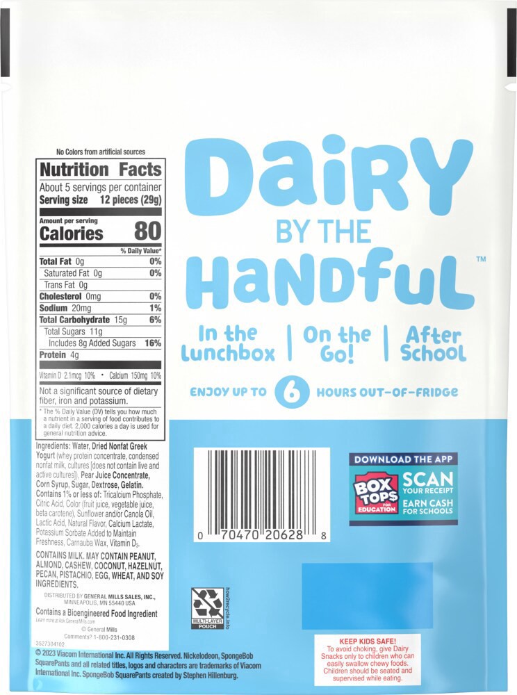 slide 2 of 2, Yo-Bites Spongebob Squarepants Mixed Berry Soft & Squishy Dairy Snacks, 5.1 oz