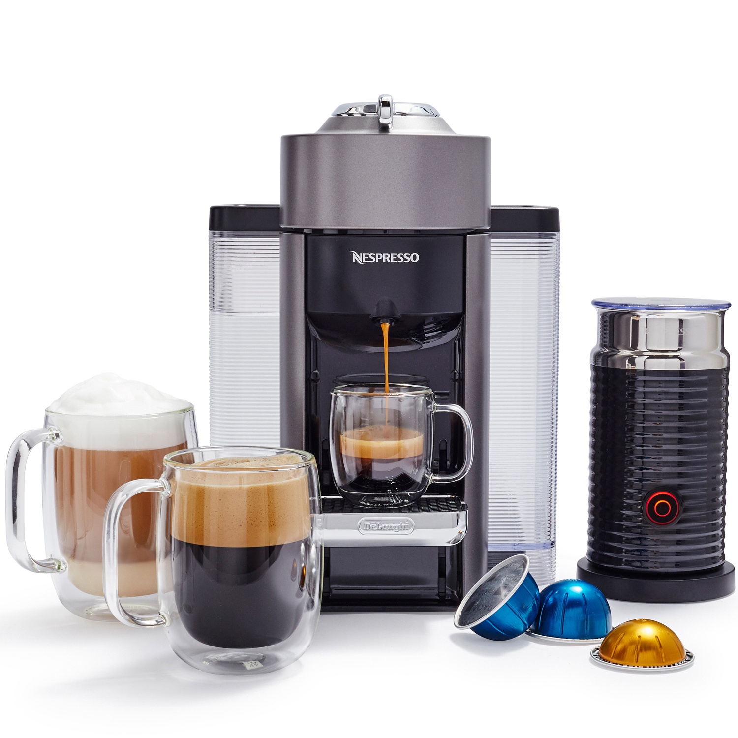 slide 1 of 1, DeLonghi Nespresso Evoluo Deluxe by De’Longhi with Aeroccino3 Frother, Titan, 1 ct