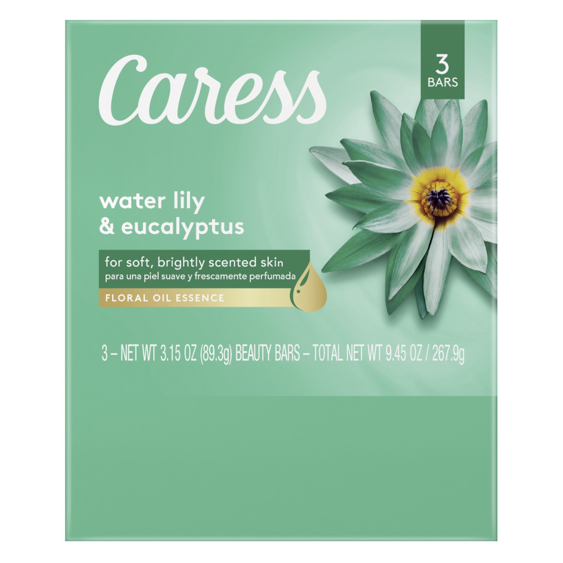 slide 3 of 3, Caress Beauty Bar Soap Water Lily & Eucalyptus, 3.15 oz, 3 Bars , 3.15 oz