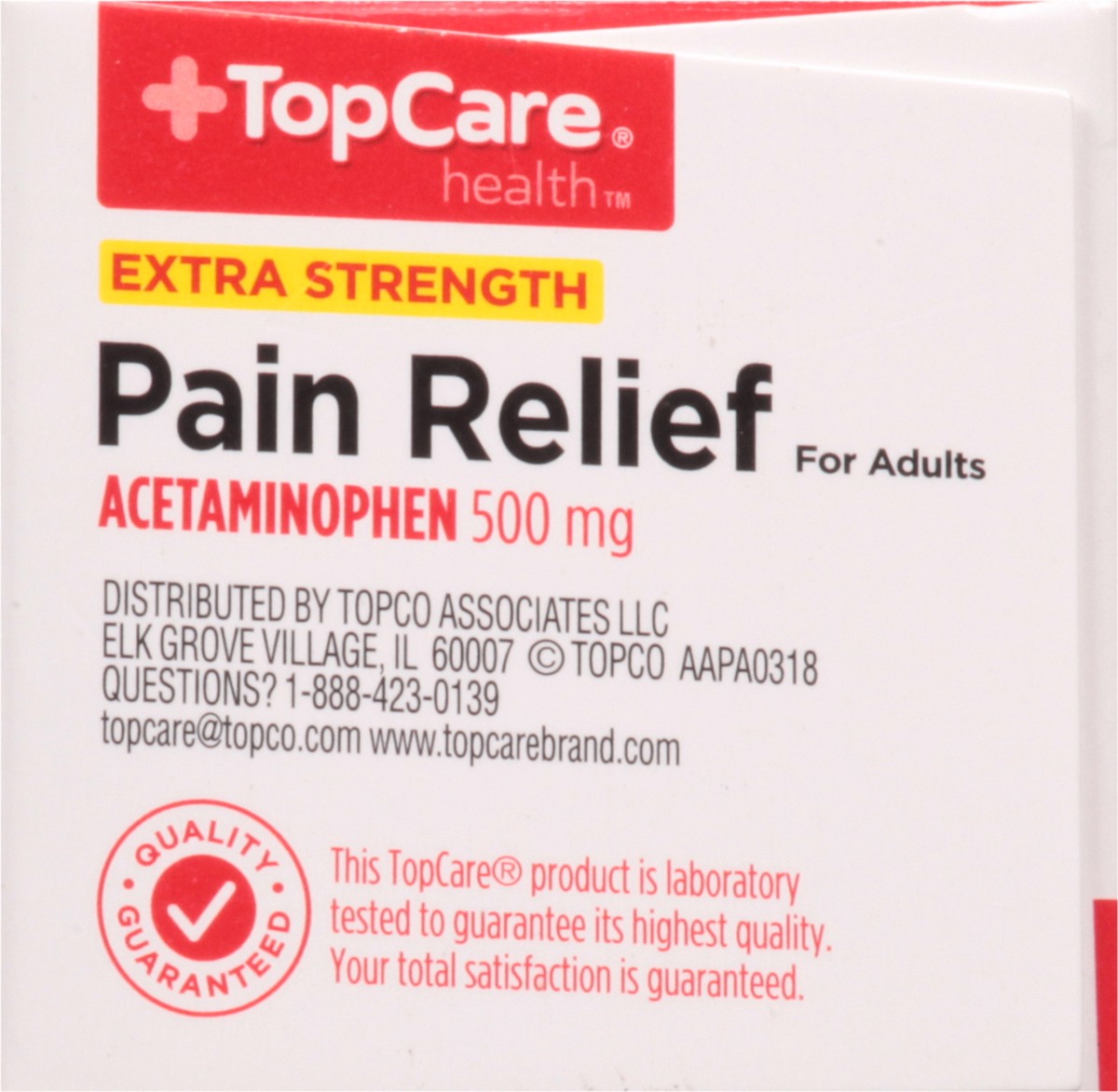 slide 6 of 9, TopCare Extra Strength Pain Relief Acetaminophen 500 mg Caplets, 100 ct