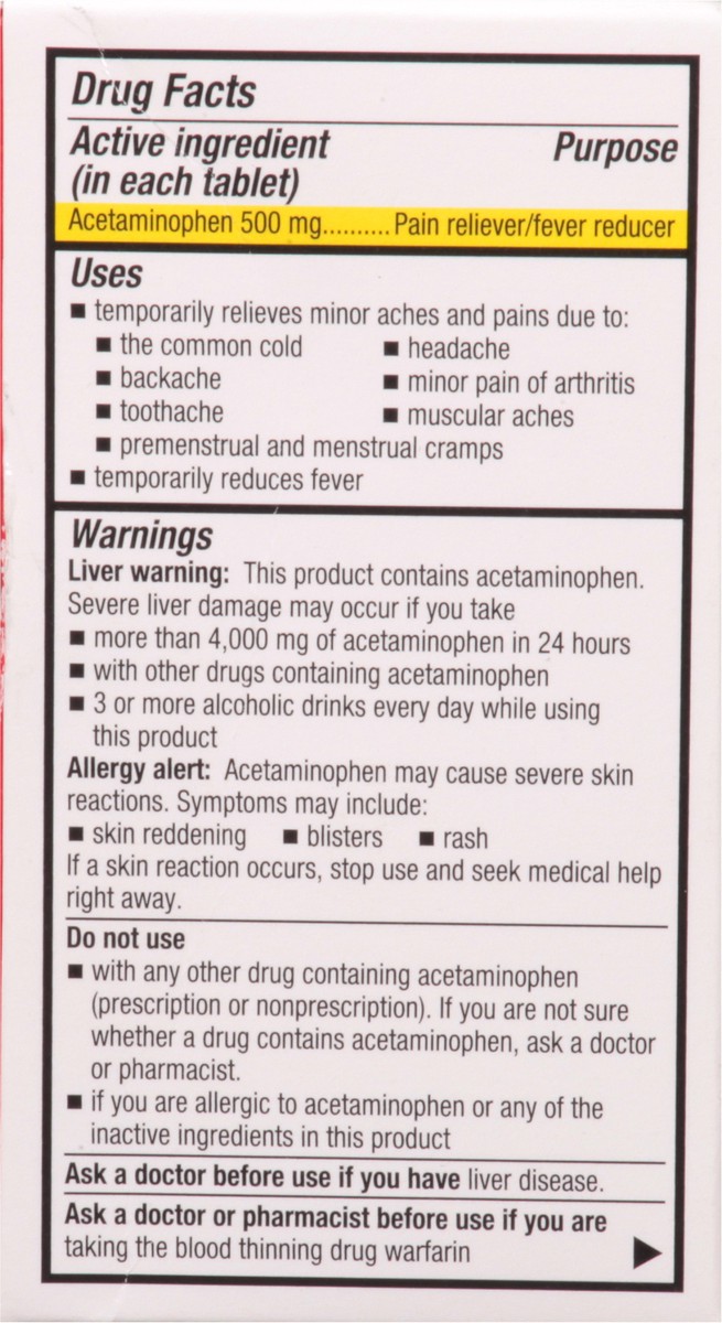 slide 7 of 9, TopCare Extra Strength Pain Relief Acetaminophen 500 mg Caplets, 100 ct