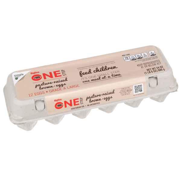 slide 1 of 1, Hy-vee One Step Pasture-raised Grade A Large Brown Eggs, 1 doz