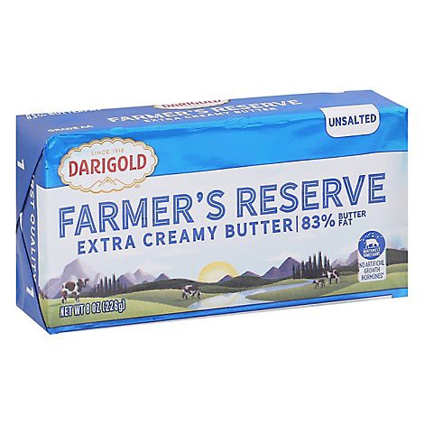 slide 1 of 1, Darigold Farmers Reserve Unsalted Butter, 8 oz